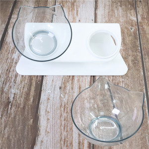 Double Pet Bowls With Neck Support Elevated For Cat Feeding And Watering Rounded Shape Made Of Abs Material - Product Image 4