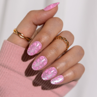 Faux ongles en gel souple à presser, réutilisables, en ABS PMMA stabilisé aux UV, motif œil de chat rose léopard, forme amande courte