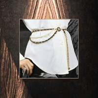 Chaîne de perles en alliage à trois couches à la mode pour dames robe chemise taille ceintures métalliques minces décoratives