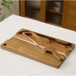 Juego de tablas de cortar de madera rectangulares multifuncionales para uso doméstico en la cocina - Product Image 4