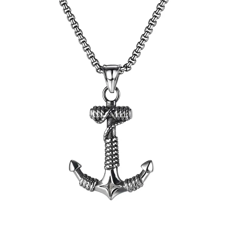 2021Hot Sale New Arrival Fashion Design Stainless Steel necklace with Anchor Pendant for men and boys