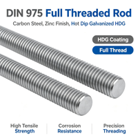 DIN975 Carbon Steel Full Threaded Rod Hot Dip Galvanized Zinc/Black Finish Industrial Full Threaded Stud Bolt