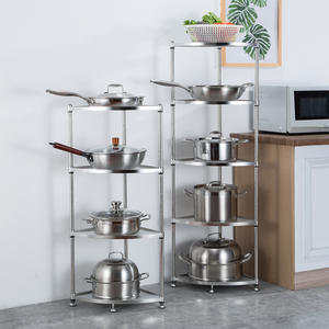 Estante de esquina de acero inoxidable Zhuanjiao, organizador de cocina de varios niveles para ollas, tapas y utensilios de cocina. - Product Image 3