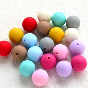 Multi-Color Acrylic Macaroon Frosted Rubber Hand-Painted Straight Hole round Beads for DIY Beaded Bracelet Jewelry Accessories