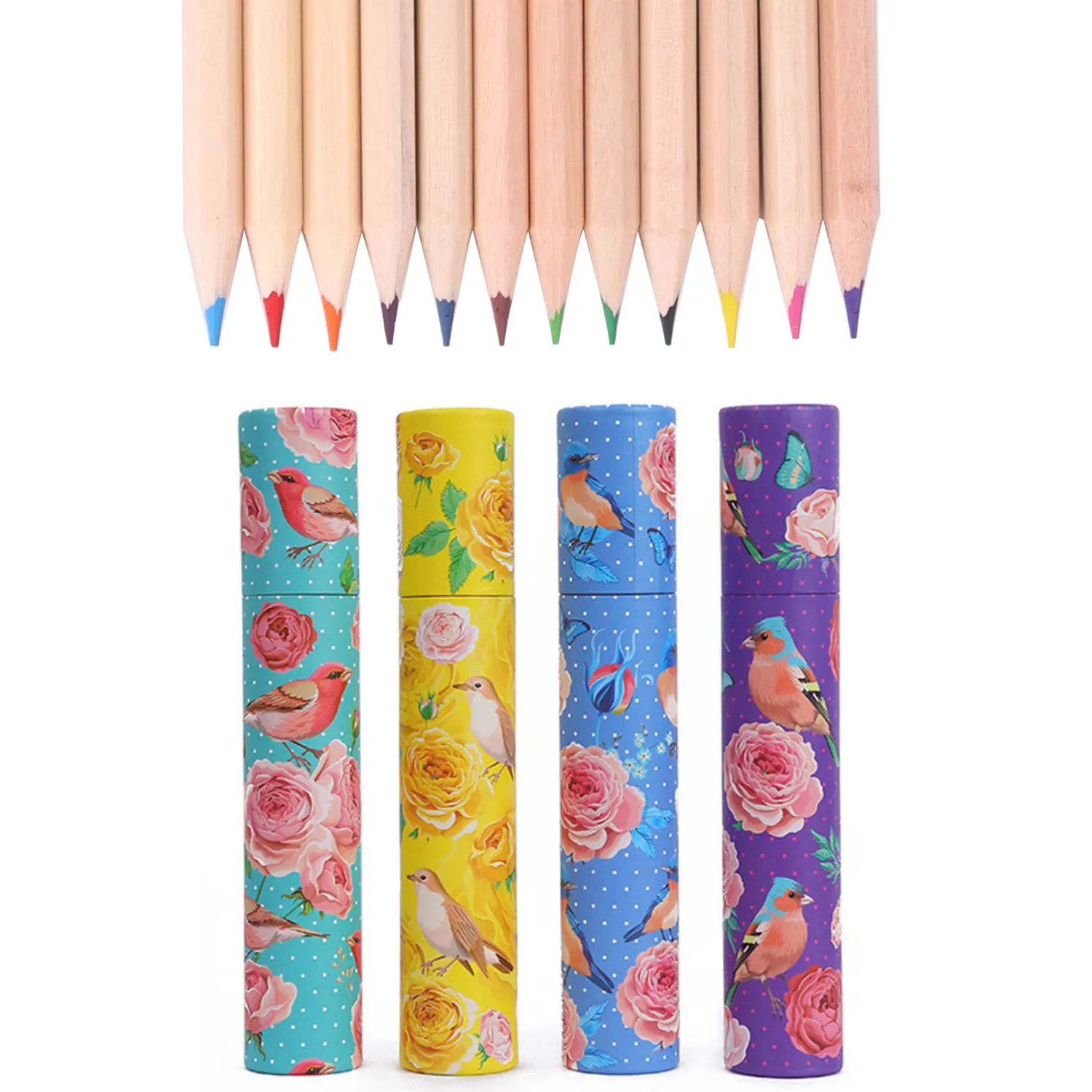 कस्टम पर्यावरण के अनुकूल रंगीन पेंसिल मामले बच्चों लकड़ी 12 रंग पेंसिल 12 पैक