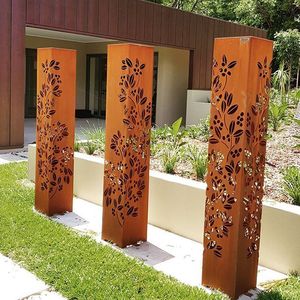 Borne lumineuse de jardin en acier Corten, borne lumineuse LED extérieure - Product Image 5