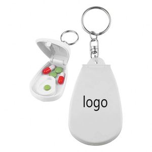 Plastic Mini Pill <b>Box</b> Keychain with Cutter Silk Screen Printing Logo Pill Case Travel Storage Advertising Gifts <b>Key</b> <b>Holders</b> - Product Image 1