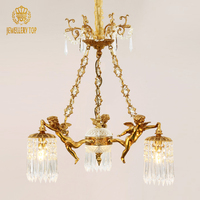 Lampe suspendue de luxe en laiton Cupid Jewellerytop, éclairage décoratif, lampe à LED suspendue, luminaire de lustre à 3 pendentifs dorés