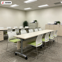 Table de réunion pliable JIUSHUN pour salle de formation, bureau d'étude, école, table de formation mobile avec roulettes