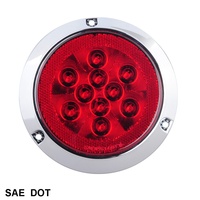Feu arrière LED rond de 4 pouces à montage en surface, STOP/FEU ARRIÈRE/CLIGNOTANT pour camion et remorque, conforme aux normes SAE/DOT/FMVSS108
