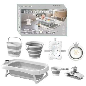 Juego de 8 piezas <span class=keywords><strong>para</strong></span> niños pequeños, bañera plegable de plástico y lavabo, alfombrilla de baño, suministros <span class=keywords><strong>para</strong></span> niños recién <span class=keywords><strong>nacidos</strong></span> de 0 a 12 meses - Product Image 1