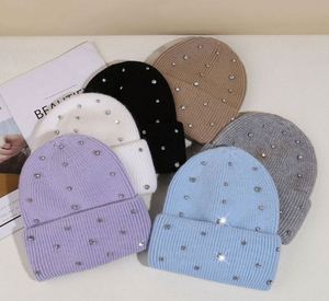 Wholesale Fashion Rabbit Fur Knitted <b>Hats</b> <b>for</b> Women Winter Warm Rhinestone Beaded Embellished Jeweled Beanie With Crystals - Product Image 1