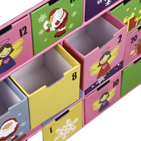 Boîte cadeau rigide en forme d'arbre, écologique et créative, avec 24 tiroirs, pour le calendrier de l'avent de Noël avec le Père Noël de dessin animé