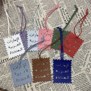 Arabic letter <b>charm</b>, PU leather square <b>charm</b>, tote <b>bag</b> accessory, Middle Eastern colorful decoration. - Product Image 4