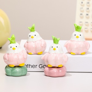 Ruijie Ceramic Garlic Bird Figurine Handmade <b>Easter</b> Office Desk Decoration Cute Cartoon Tea Pet Home <b>Ornament</b> - Product Image 1