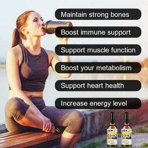 Gouttes liquides de vitamine D3 et de vitamine K2 de marque privée, supplément <span class=keywords><strong>d</strong></span>'huile MCT végétalien bio, soutien du muscle osseux fort, gouttes pures D3 K2 - Product Image 2