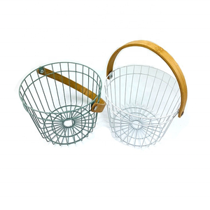 Bột lớp phủ Trái Cây Rau container dây sắt giỏ trái cây giỏ lưu trữ tre xử lý xách tay giỏ trái cây - Product Image 2