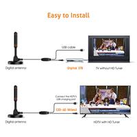 Antena de TV Digital para Interiores con Ventosa Extendida, Directo de Fábrica, Compatible con DVB-T2, Amplificador con Ganancia de 253dB, Rango de Frecuencia 170-860MHz