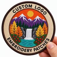 Écussons brodés personnalisés, forme ronde, paysage naturel couleur intégrale, logo, à thermocoller ou à coudre, pour veste, chapeau, sac à dos, vente en gros