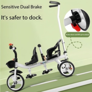 Triciclo para Niños JXB a Precio de Fábrica al Por Mayor, Bicicleta Doble para Bebés, Cochecito Gemelar, Carriola para Bebé - Product Image 4