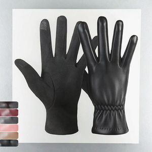 Gants d'hiver chauds en PU, unis, pour l'extérieur, la conduite, coupe-vent, isothermes, flexibles, compatibles écran tactile, respirants, longueur opéra - Product Image 3