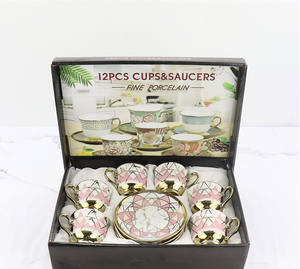 Juego de 6 Tazas de Espresso de Porcelana Árabe, Tazas y Platillos de Cerámica Reutilizables - Product Image 5