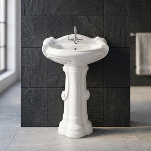 Lavabo sur pied en céramique Vitrosa bicolore fantaisie, couleur café, pour hôpital, villa, salle de bain - Product Image 5