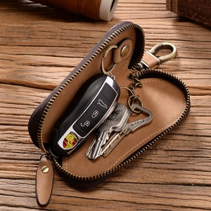Boshiho Genuine Leather Keychain Holder Men Genuine Leather Key Holder Pouch Metal <b>Hook</b> for <b>Car</b> Key Case - Product Image 3