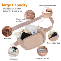 Sac banane tendance et spacieux en PU imperméable avec logo, idéal pour maman et bébé, compagnon portable avec fermeture éclair