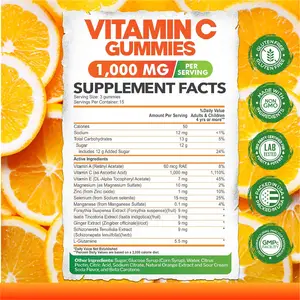 Oem Private Label Hoge Potentie Vitamine C Gummies 1000Mg Voor Whitening
