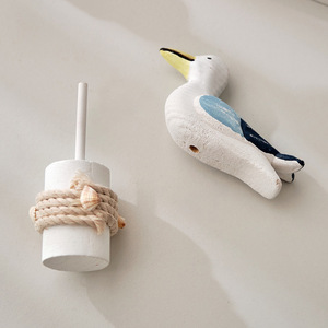 Figurita de pájaro marino, 2 uds., decoración de madera de estilo mediterráneo para sala de estar, escritorio, tema oceánico - Product Image 3