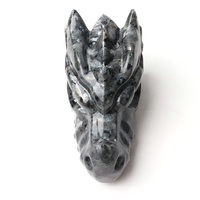 Tête de dragon en larkavite, artisanat en cristal naturel, crâne flash