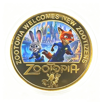 2026 5 modèles de pièces de monnaie commémoratives en métal à l'effigie de personnages animaux de dessins animés, imprimées en couleur, avec boîtier en acrylique