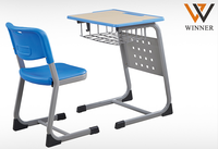 Meubles de classe modernes à bas prix, table et chaise d'école individuelle en plastique durable et confortable à vendre