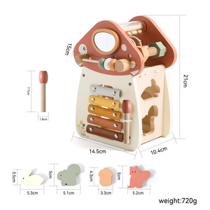Giocattolo Educativo per la Prima <span class=keywords><strong>Infanzia</strong></span>, Set Multifunzionale 5-in-1 a Forma di Fungo in Legno per Giochi di Ruolo - Product Image 1