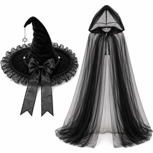 Conjunto <span class=keywords><strong>de</strong></span> Disfraz <span class=keywords><strong>de</strong></span> <span class=keywords><strong>Bruja</strong></span> <span class=keywords><strong>de</strong></span> Halloween, Sombrero <span class=keywords><strong>de</strong></span> <span class=keywords><strong>Bruja</strong></span> Negro <span class=keywords><strong>con</strong></span> Lazo Morado, Capa <span class=keywords><strong>con</strong></span> Capucha <span class=keywords><strong>de</strong></span> <span class=keywords><strong>Tul</strong></span> Morado, Disfraz <span class=keywords><strong>de</strong></span> Mago para Mujeres y Niñas - Product Image 6