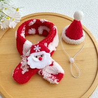 Noël Xmas Écharpe et Chapeau Set Animal Chien Chat Bandana Père Noël Polaire Hiver Rouge Vert Fête Accessoires Mode