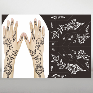 <span class=keywords><strong>Pochoir</strong></span> de tatouage temporaire au <span class=keywords><strong>henné</strong></span> brillant, personnalisé, classique, réutilisable, écologique, pour peinture artistique, motif floral, autocollant de tatouage - Product Image 4