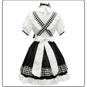 Disfraz de sirvienta, vestido a cuadros rojo y negro con delantal y accesorios para juegos de rol de anime, primavera 2022 - Product Image 2