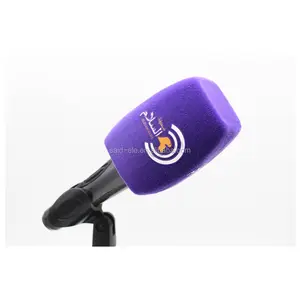 TV Channel Radio microphone flag custom logo printed camera foam windshield all colors available 10 pcs MOQ