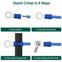 GOCEL RV2-4 Borne annulaire pré-isolée en laiton étamé avec revêtement vinyle bleu, pour câble 1,5-2,5 mm², goujon M4, borne à sertir 16-14 AWG