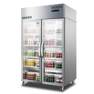 Réfrigérateur commercial à porte vitrée, 2 portes, refroidissement par air, en acier inoxydable, refroidisseur de viande à température unique - Product Image 1