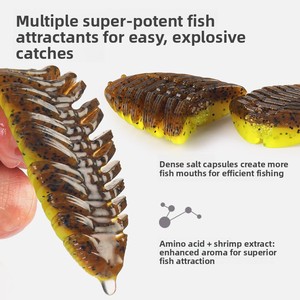 King Luya Esche Morbide in Acciaio Inossidabile a Coda a T per Spigola, Pesce Mandarino, Pesce Bocca Grande, Bufalo, con Aroma di Pesce, Affondanti, Realistiche, Grandi Gamberetti Morbidi - Product Image 3