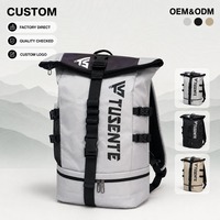 Sac à dos à enroulement avec compartiment à chaussures pliable, découpe laser, personnalisation OEM, sac de jour, pour étudiant, basketball, gym, voyage, en polyester, en gros