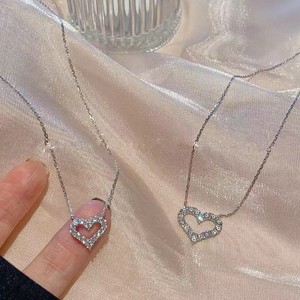 Korean Fashion Heart Shaped Zircon Necklace for Women Temperament Pendant Clavicle <b>Chain</b> Birthday Party Necklace Jewelry Gift - Product Image 1