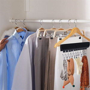 Clothing Organizer Hat Rack With 10 <b>Clips</b> Black Rectangle <b>Hook</b> Type For Drying Clothes And Underwear Storage - Product Image 3