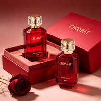 Fabrik-Großhandel Maßgefertigte 50ml 100ml Luxuriöse Rubinrote Achteckige Transparente Parfümflasche 30ml Leere Duftflaschen mit Verschluss
