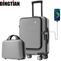 Sac de voyage de luxe en gros d'usine Port USB avant-ouvert mallette de beauté intelligente ensemble de valises PC colorées avec roues universelles