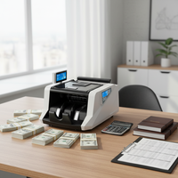 Compteur de billets de banque GORO US GR168 certifié CE/CCC/FCC 110-240V Détection UV/MG 1900 pièces/min Trémie 500 pièces Écran LCD