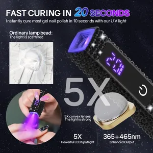 Mini lampe UV ED portative pour ongles, sécheuse à ongles rechargeable pour le durcissement du vernis gel avec écran LED, machine de manucure - Product Image 3